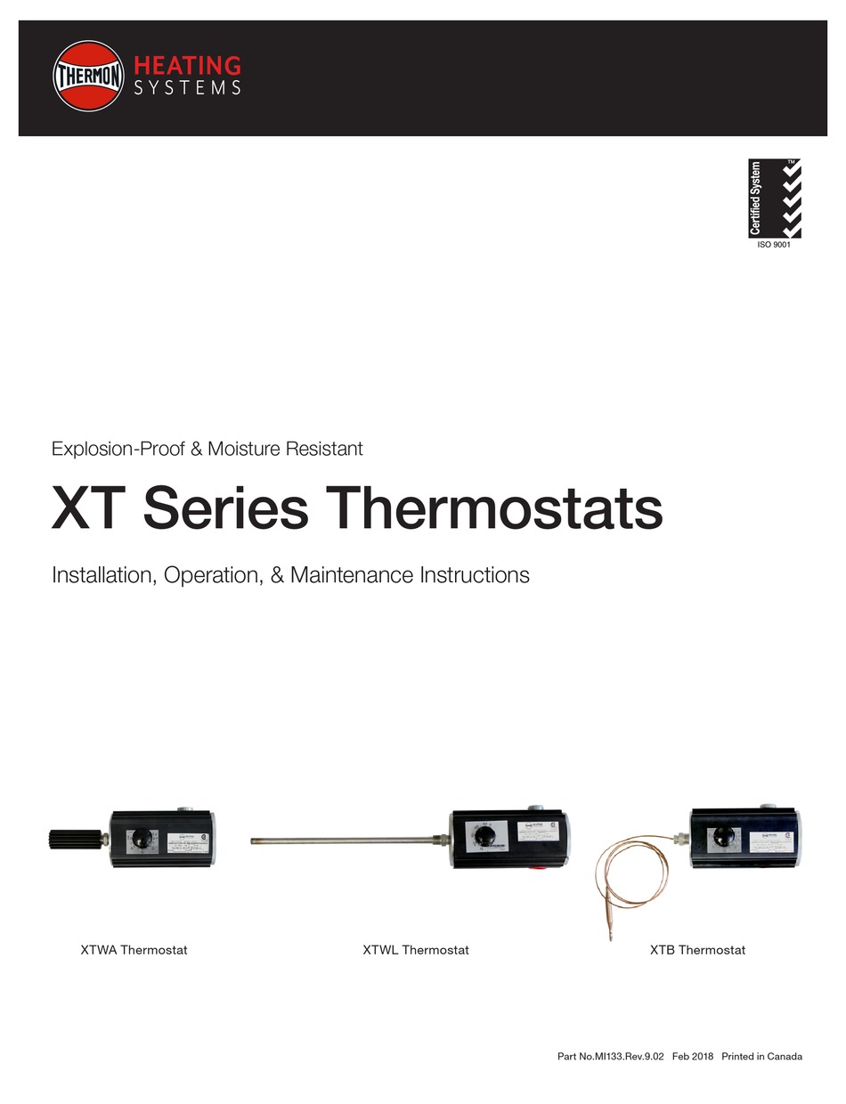 THERMON XT SERIES THERMOSTAT INSTALLATION, OPERATION & MAINTENANCE