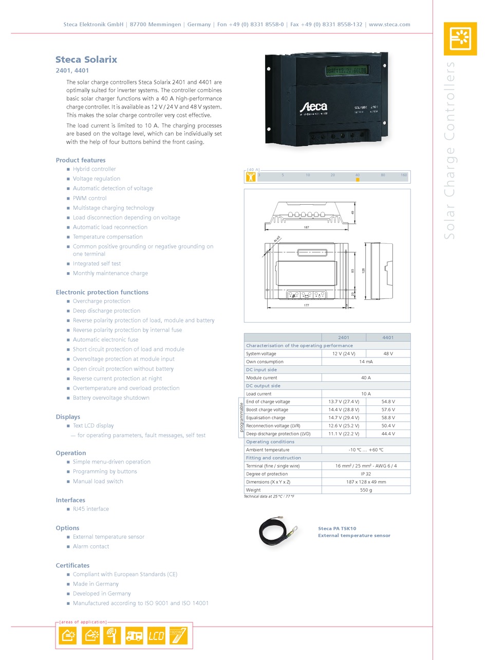 Steca Solarix Prs 1515 Solar Charge Controller 12 24 V Steca Off Grid