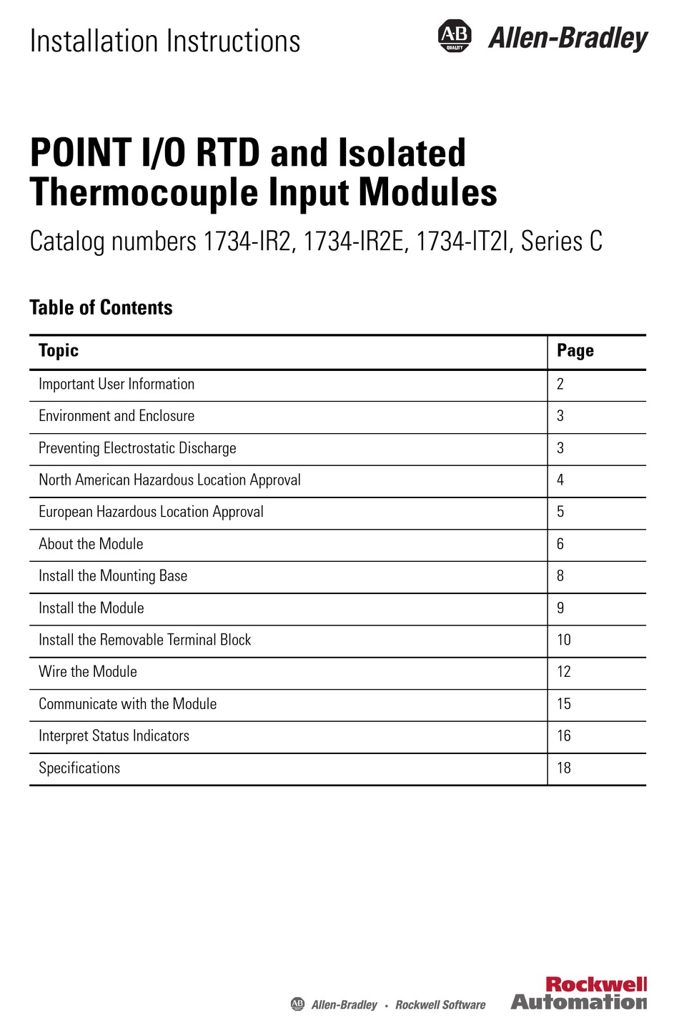 ALLEN-BRADLEY C SERIES INSTALLATION INSTRUCTIONS MANUAL Pdf Download