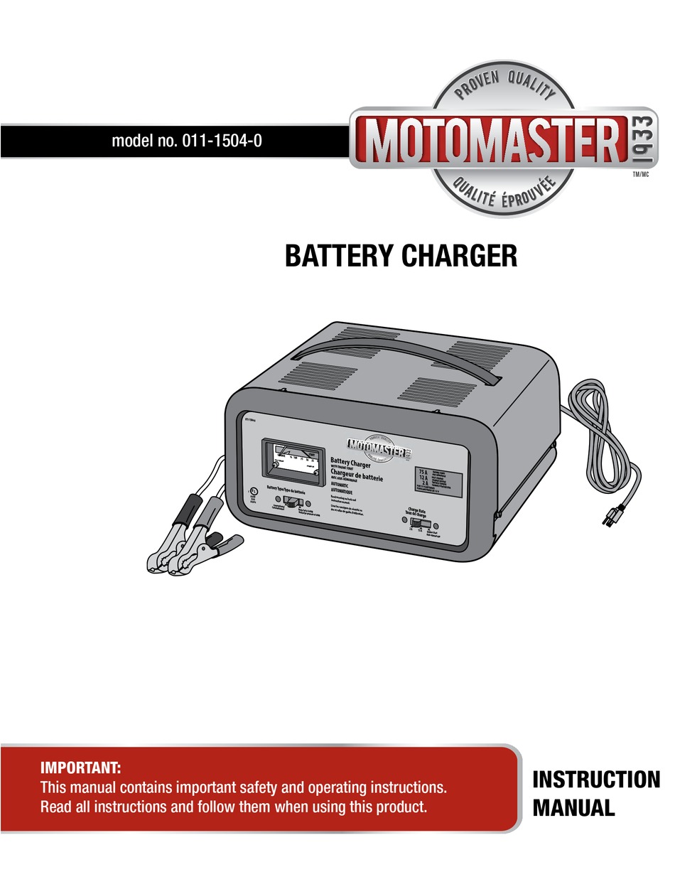 Motomaster 011 1504 0 Battery Charger