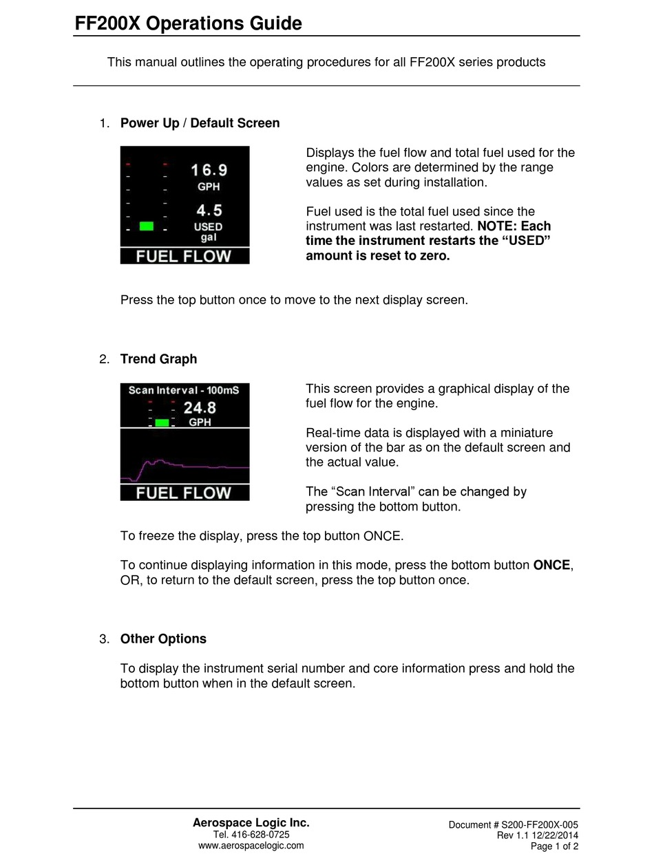 AEROSPACE LOGIC FF200X SERIES TRANSDUCER OPERATION MANUAL ManualsLib