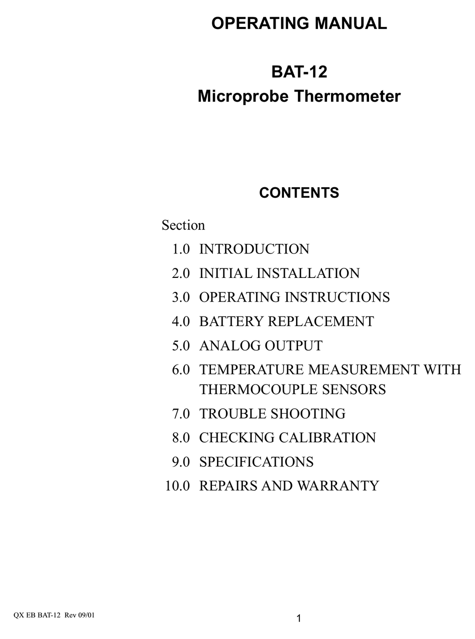 BAT-12R Microprobe Thermometer-Rechargeable - Physitemp