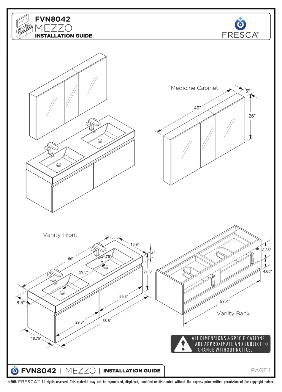 FRESCA FVN8042 MEZZO INDOOR FURNISHING INSTALLATION MANUAL ManualsLib