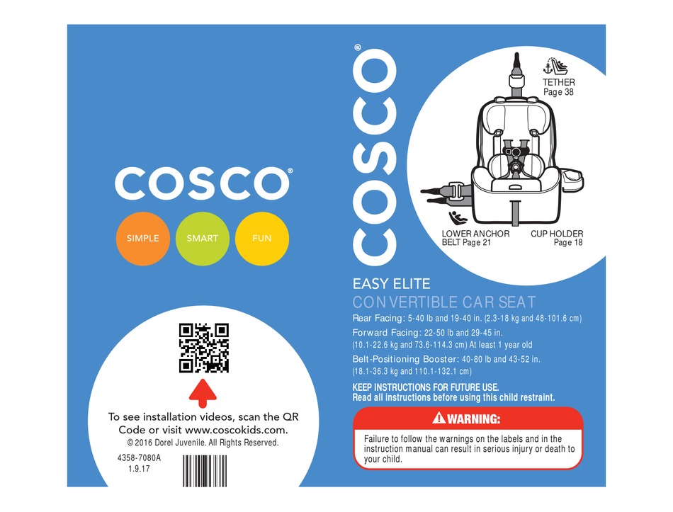 Cosco Easy Elite Instructions Manual Pdf Manualslib - Cosco Easy Elite Convertible Car Seat Manual