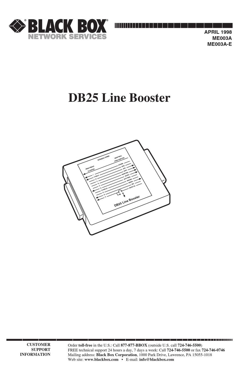 black-box-db25-extender-manual-manualslib