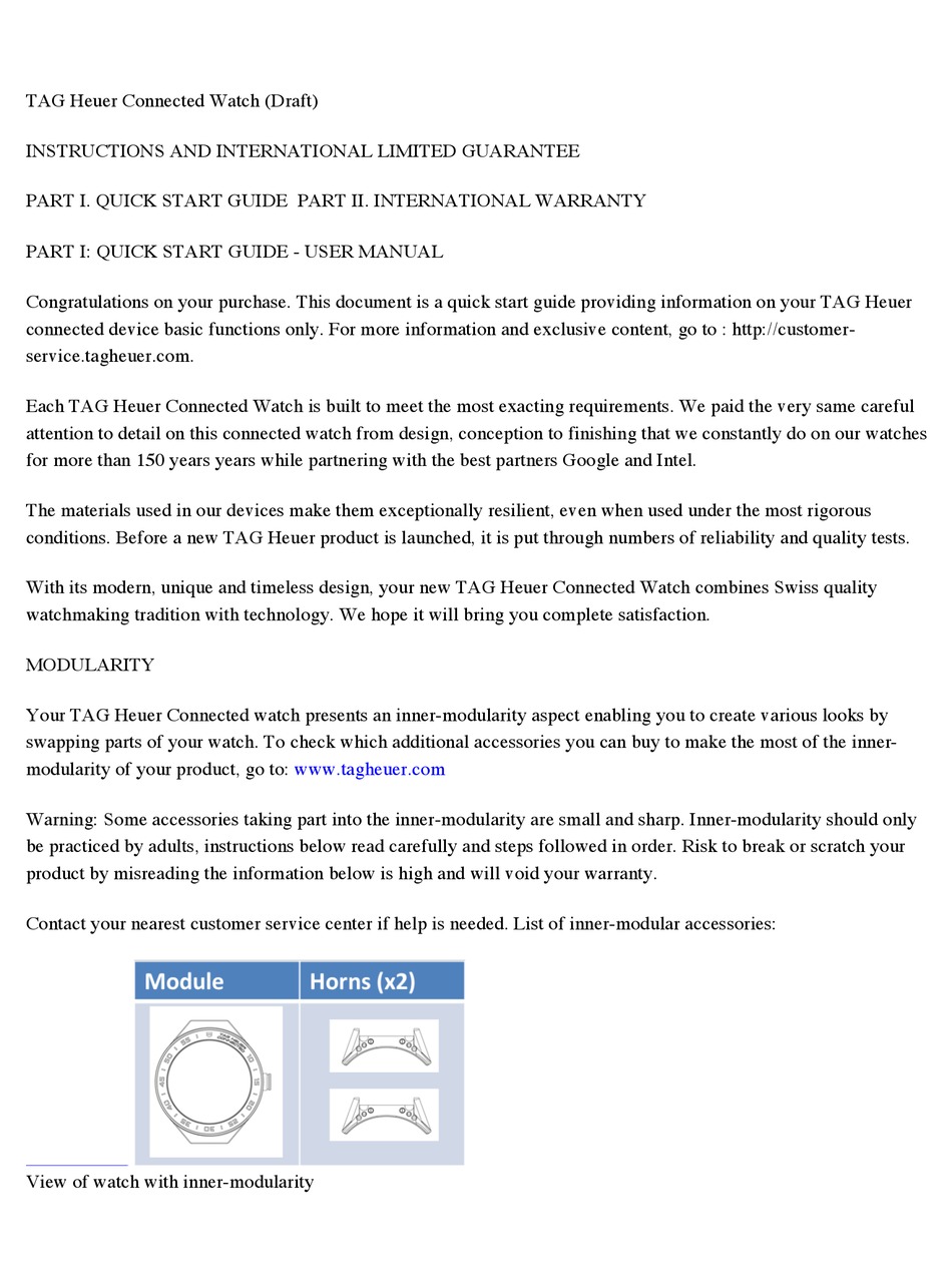 Tag Heuer Connected Quick Start Manual Pdf Download Manualslib