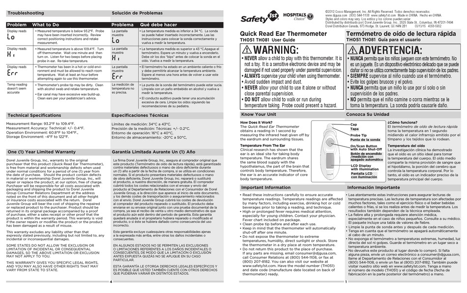 SAFETY 1ST TH051 THERMOMETER USER MANUAL ManualsLib