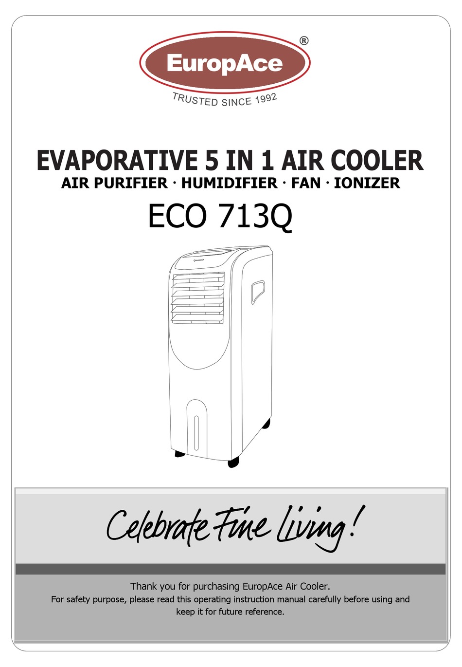 EUROPACE ECO 713Q AIR CLEANER MANUAL ManualsLib