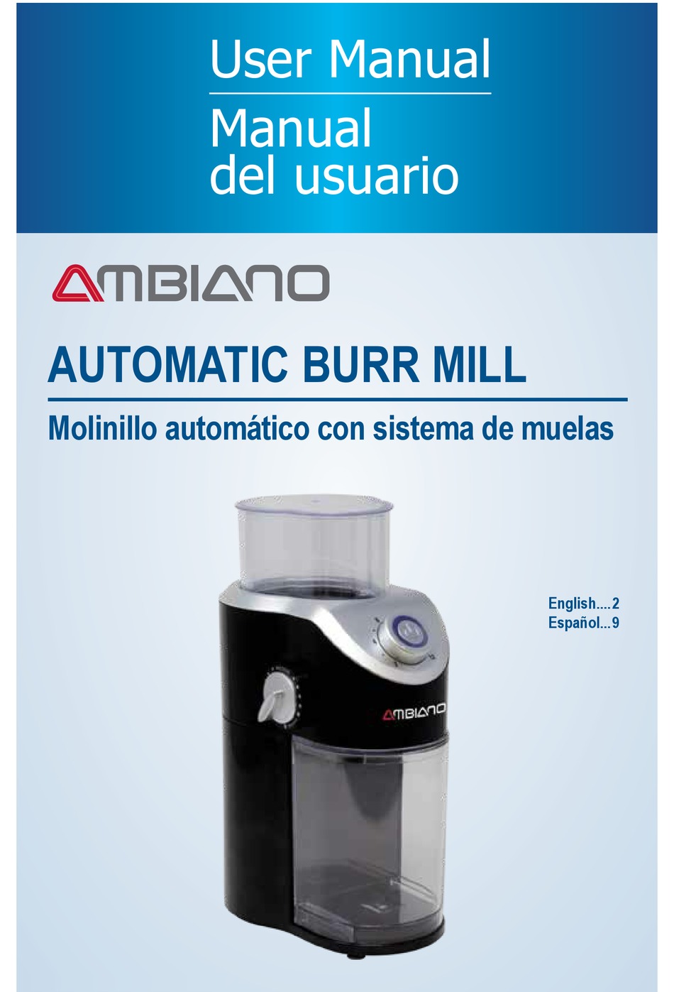 AMBIANO HY1407 COFFEE GRINDER USER MANUAL ManualsLib