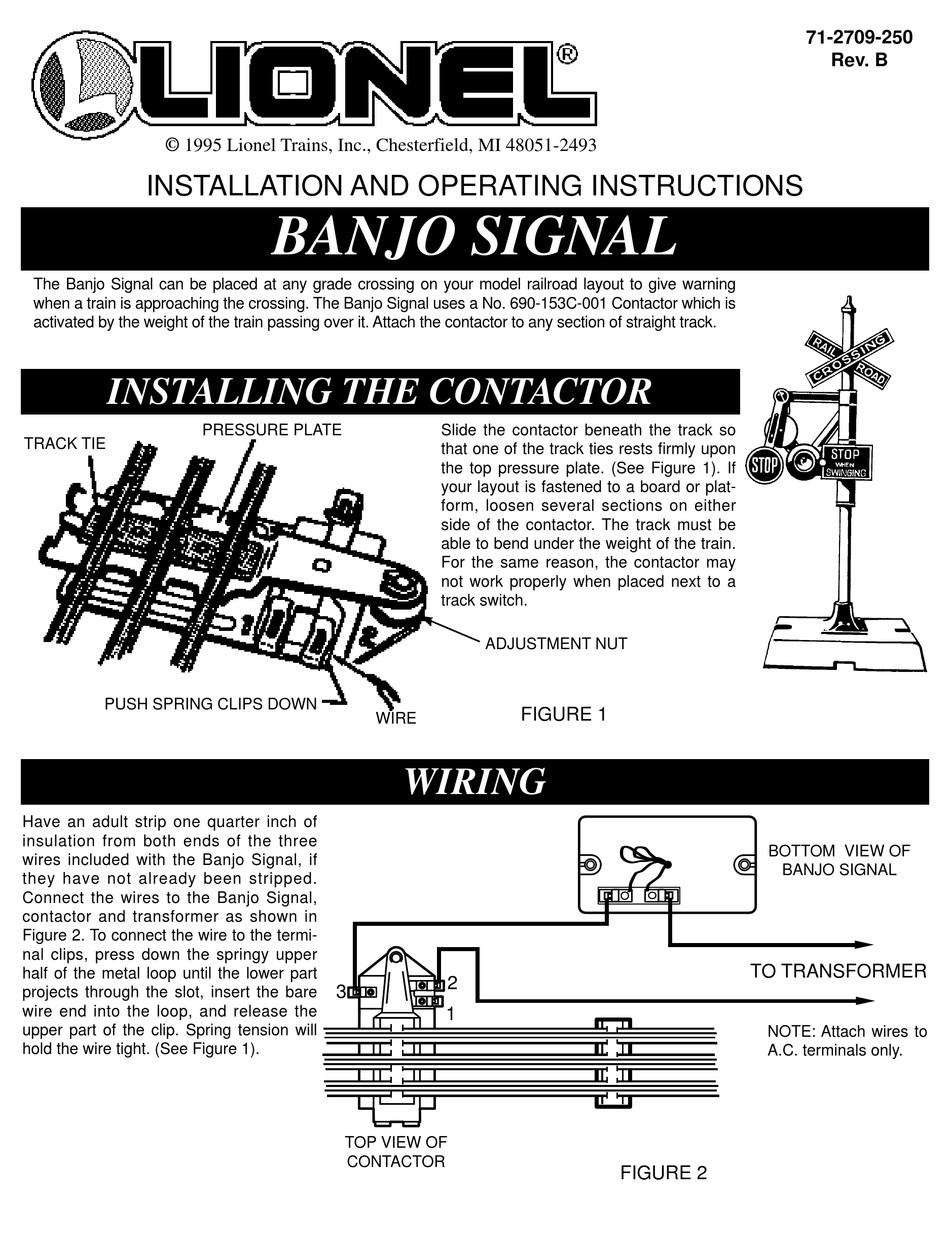 LIONEL BANJO SIGNAL CASH COUNTER INSTALLATION AND OPERATING INSTRUCTIONS |  ManualsLib