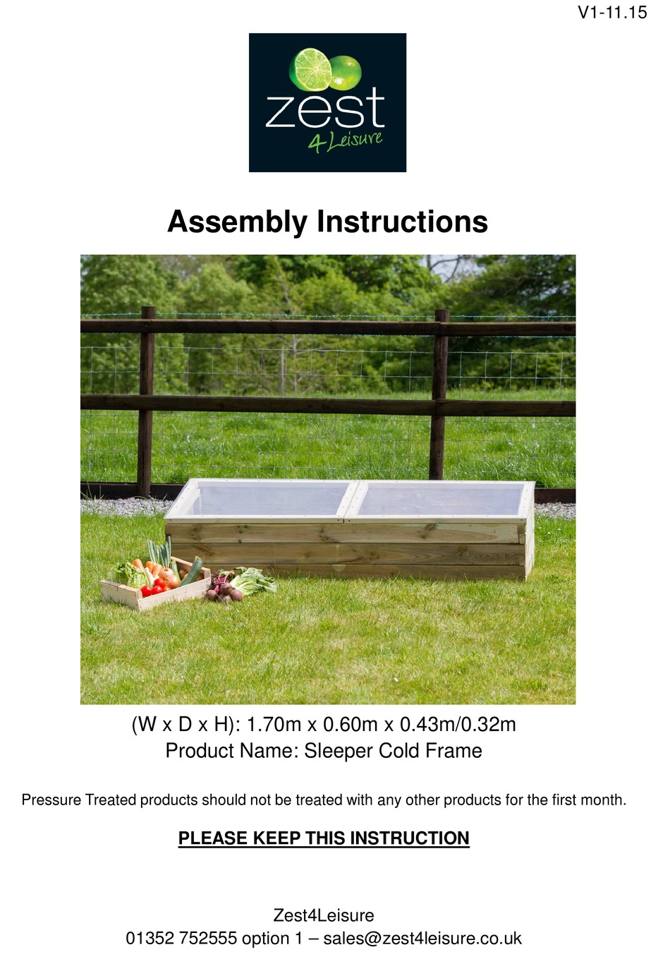 ZEST 4 LEISURE SLEEPER COLD FRAME ASSEMBLY INSTRUCTIONS Pdf Download ManualsLib