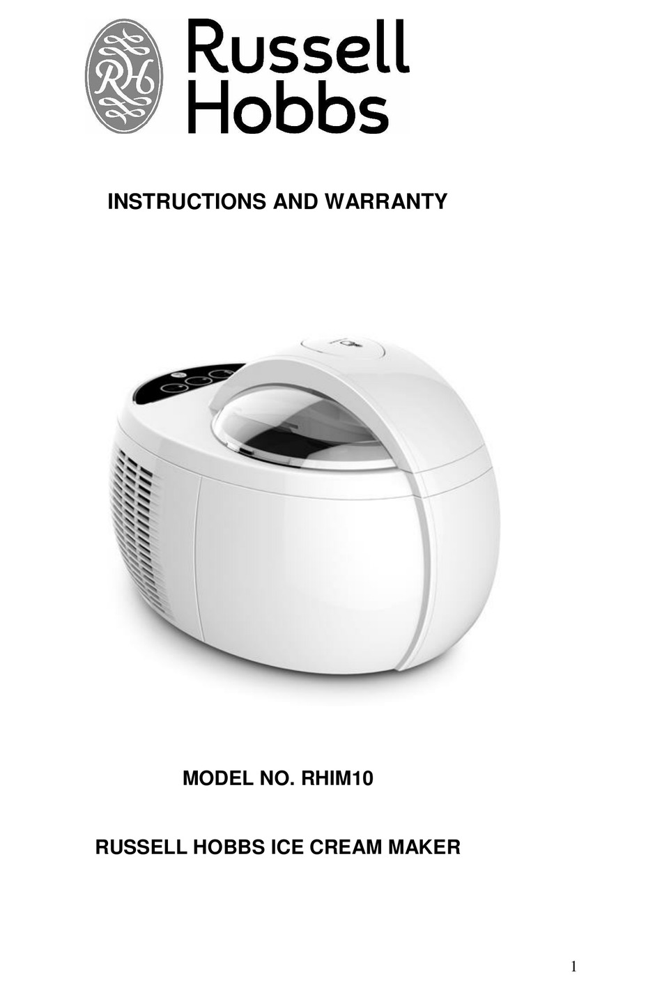 RUSSELL HOBBS RHIM10 INSTRUCTIONS AND WARRANTY Pdf Download ManualsLib