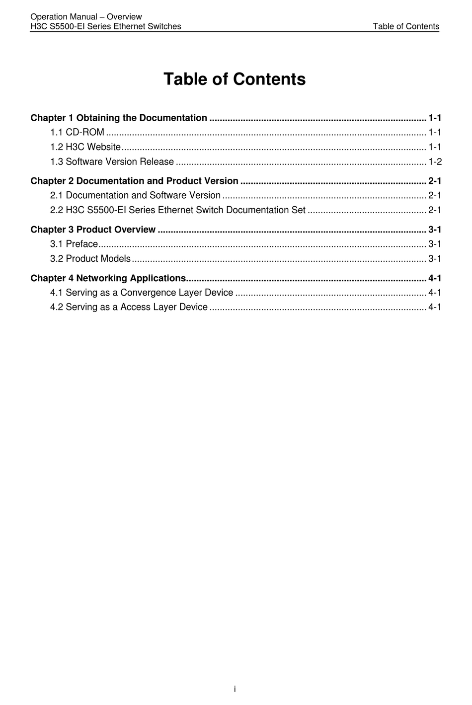 H3C S5500-EI SERIES SWITCH OPERATION MANUAL | ManualsLib