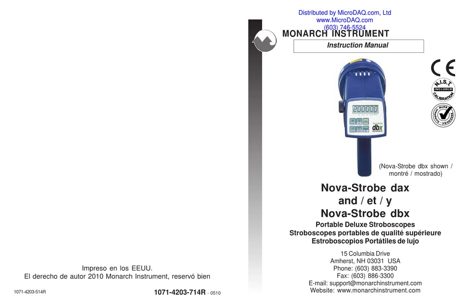 MONARCH INSTRUMENT NOVASTROBE DAX INSTRUCTION MANUAL Pdf Download