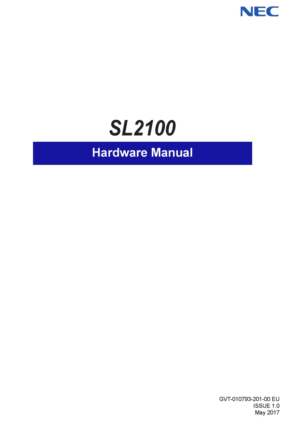 Nec Sl2100 Hardware Manual Pdf Download Manualslib