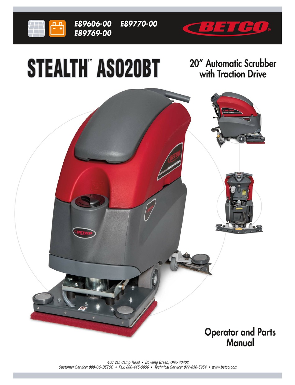 BETCO STEALTH ASO20BT FLOOR MACHINE OPERATOR AND PARTS MANUAL ManualsLib