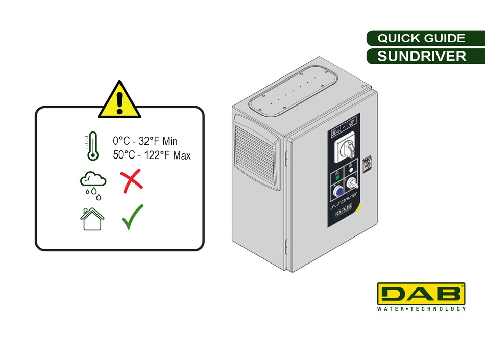 DAB PUMPS LTD. SUNDRIVER INVERTER QUICK MANUAL ManualsLib