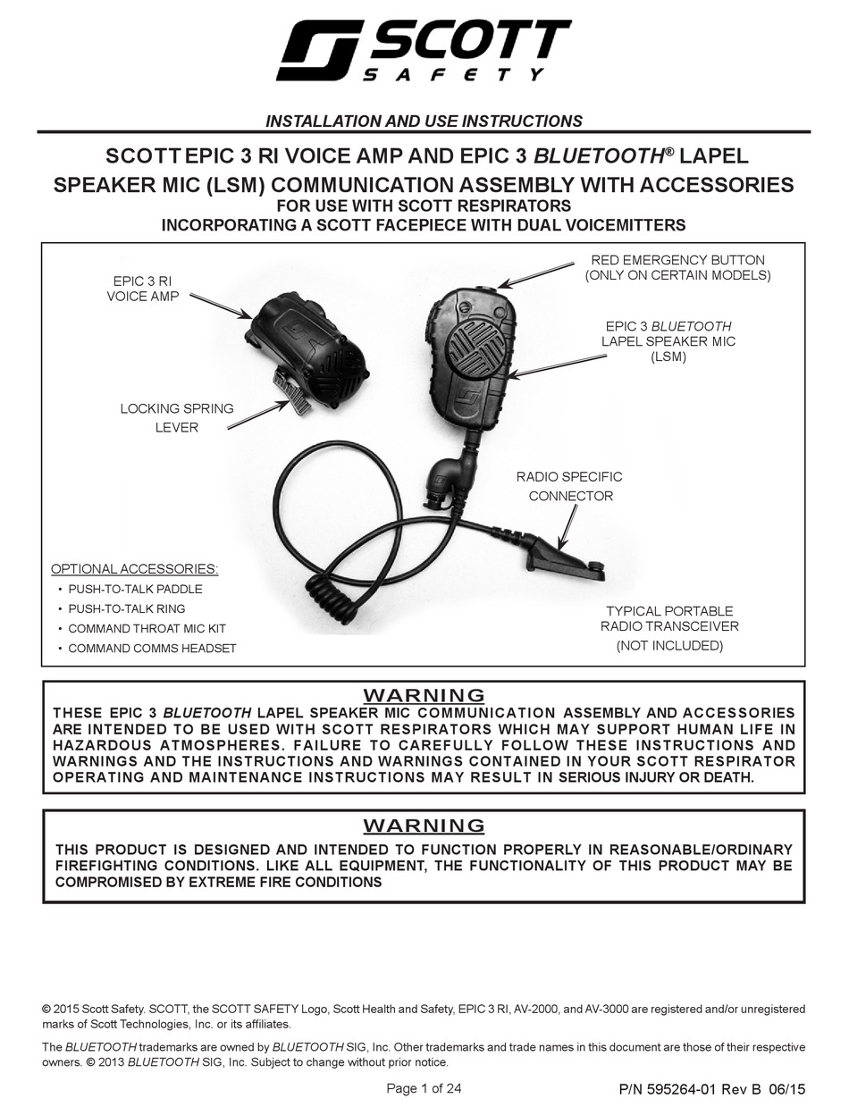 SCOTT SAFETY SCOTT EPIC 3 RI VOICE AMP CONFERENCE SYSTEM INSTALLATION