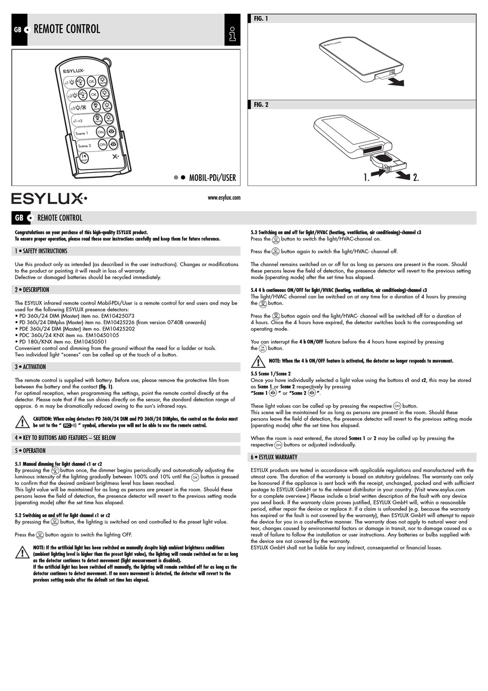Kalkun Uplifted Lyrical ESYLUX MOBIL-PDI/USER REMOTE CONTROL MANUAL | ManualsLib