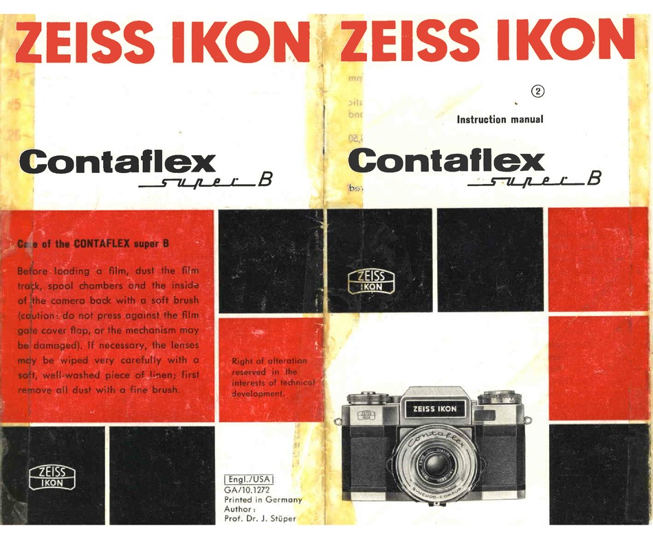 ZEISS IKON CONTAFLEX SUPER B DIGITAL CAMERA INSTRUCTION MANUAL ManualsLib