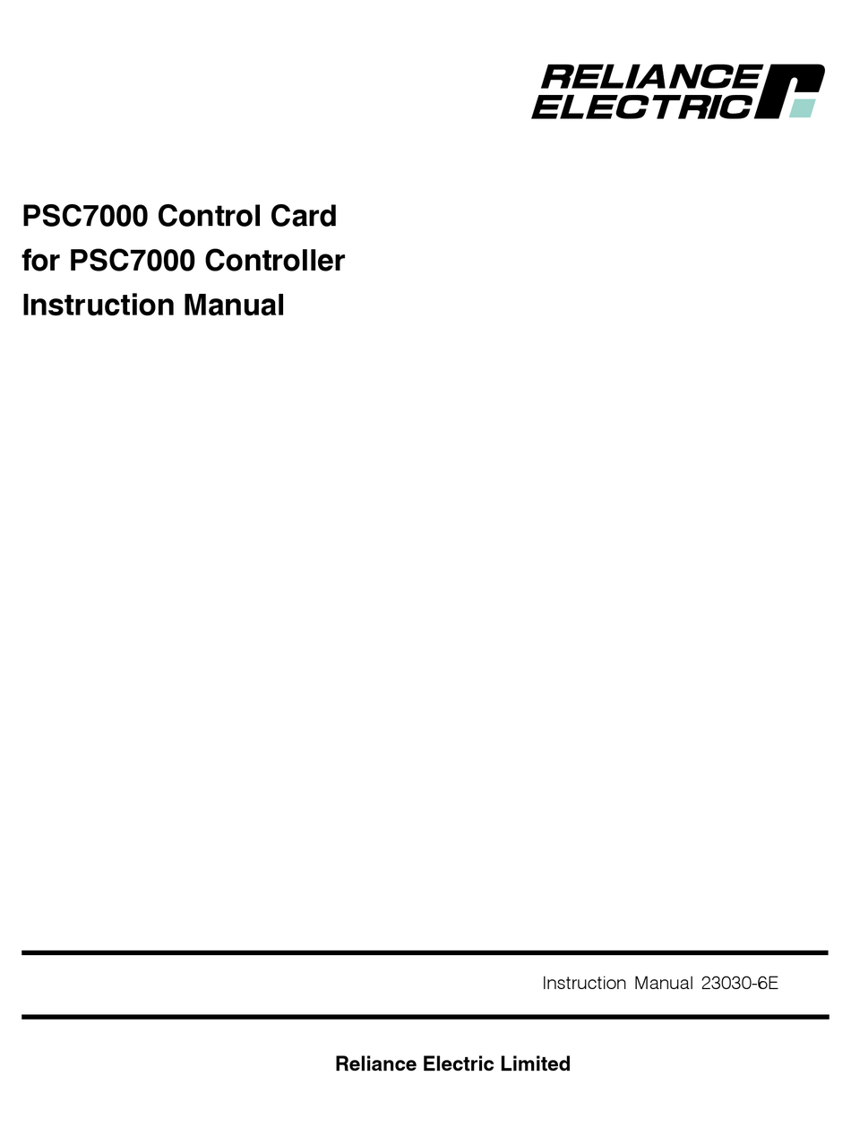 RELIANCE ELECTRIC PSC7000 INSTRUCTION MANUAL Pdf Download ManualsLib