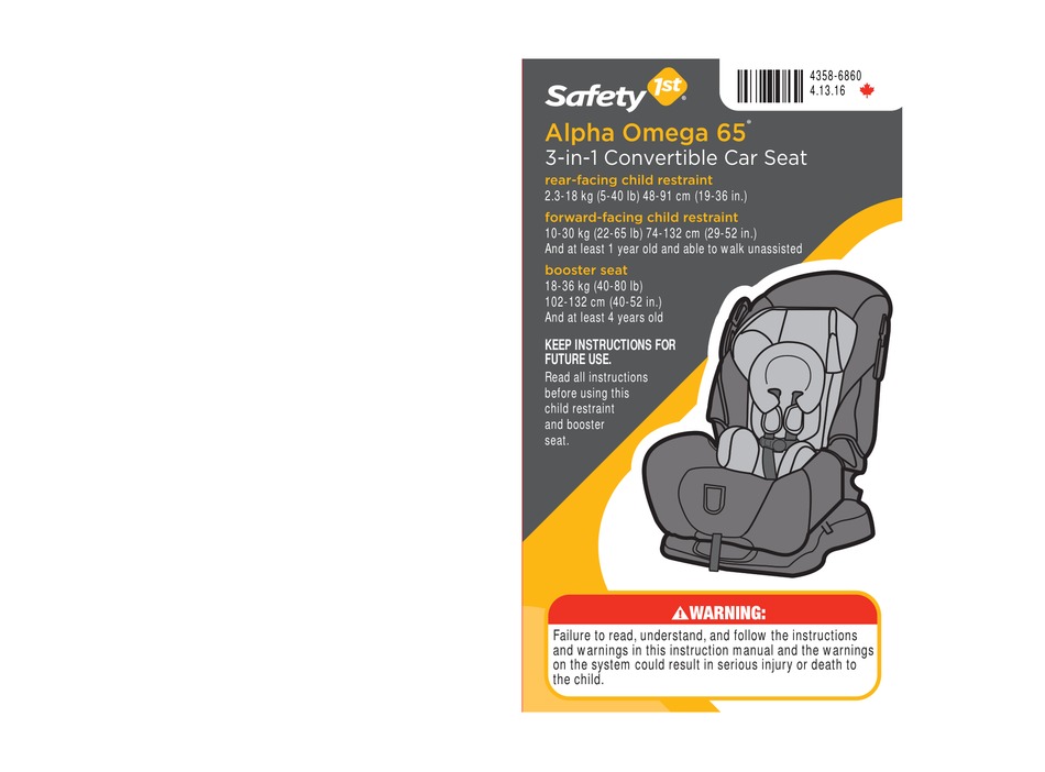Safety 1st Alpha Omega 65 Car Seat Instructions Manual Manualslib - Safety 1st Alpha Omega 3 In 1 Car Seat Instructions