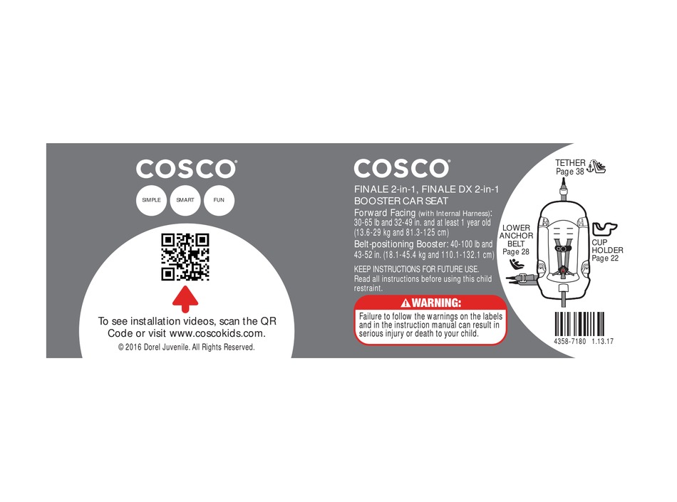 COSCO FINALE CAR SEAT INSTRUCTIONS MANUAL ManualsLib