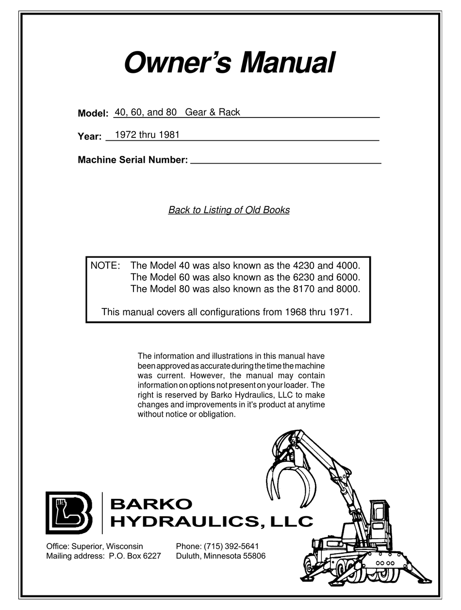 BARKO HYDRAULICS 40 OWNER'S MANUAL Pdf Download ManualsLib