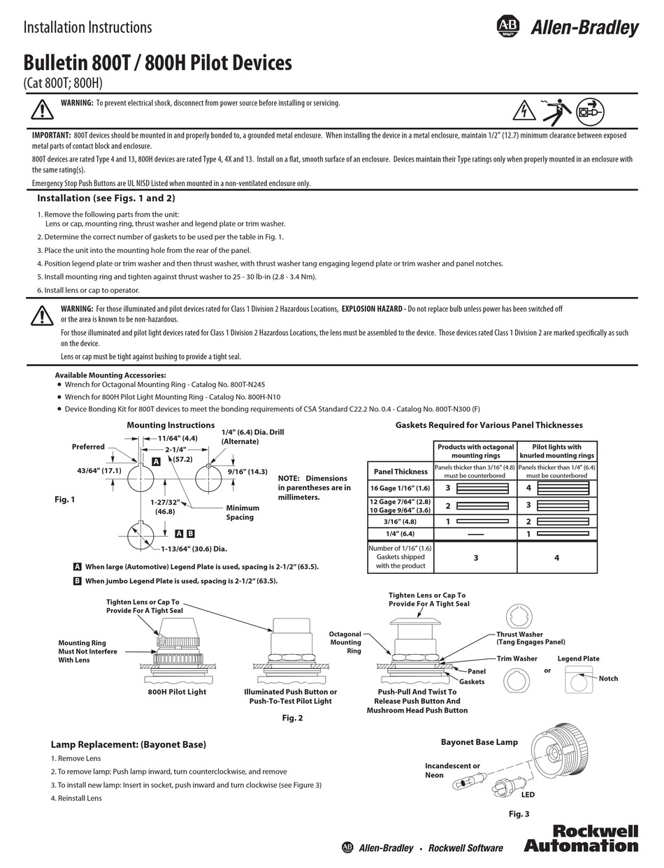 ALLEN-BRADLEY 800 CONTROLLER INSTALLATION INSTRUCTIONS | ManualsLib