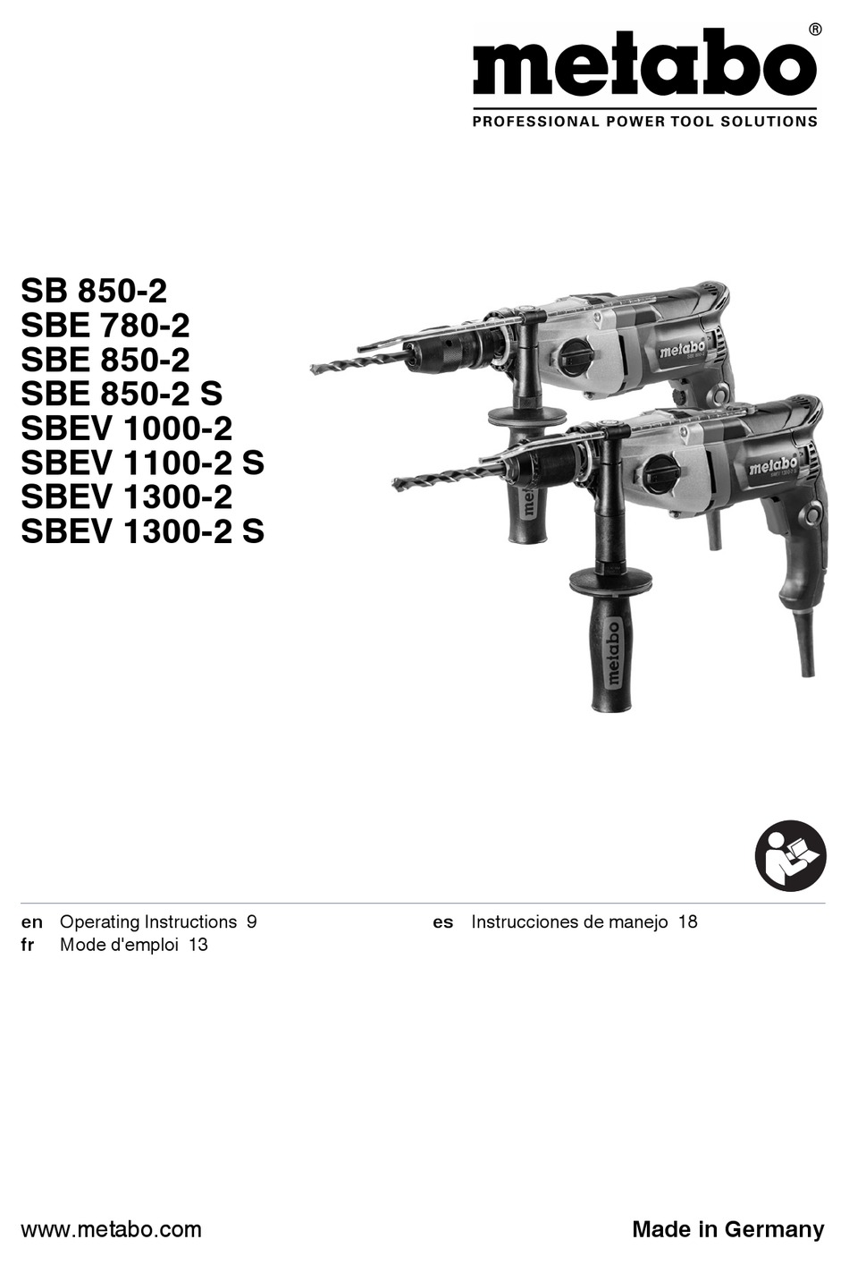 METABO SBE 780-2 DRILL OPERATING INSTRUCTIONS MANUAL | ManualsLib