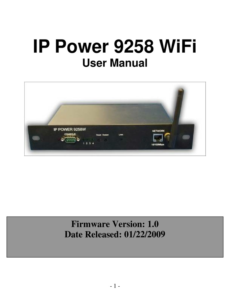 AVIOSYS IP POWER 9258 WIFI POWER DISTRIBUTION UNIT USER MANUAL | ManualsLib