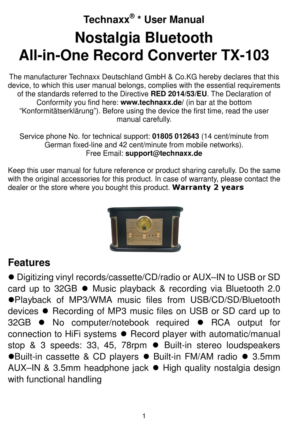 TECHNAXX TX-103 MEDIA CONVERTER USER MANUAL | ManualsLib