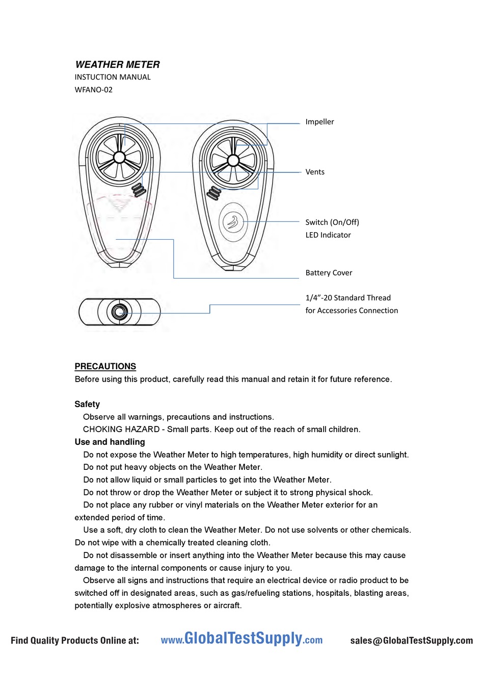 GLOBAL TEST SUPPLY WFANO02 INSTUCTION MANUAL Pdf Download ManualsLib