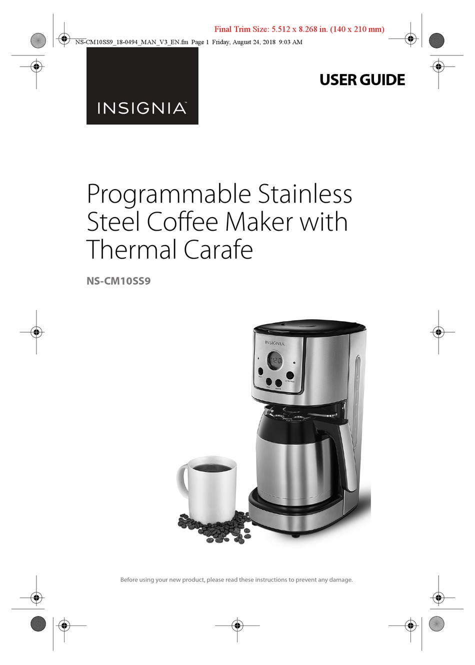 Insignia™ 10-Cup Coffee Maker Stainless Steel NS-CM10SS9 - Best Buy