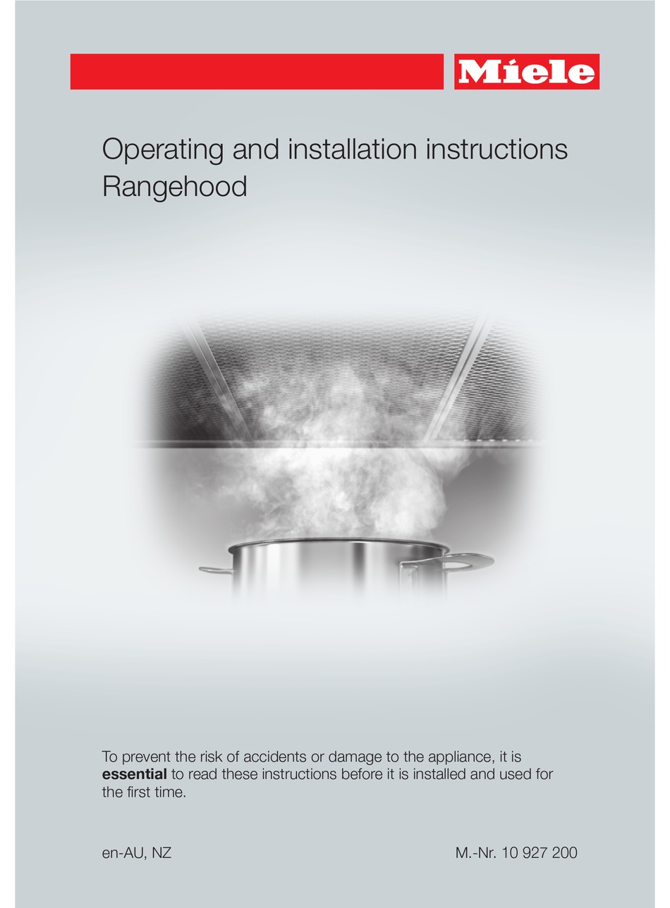 MIELE DA 2668 VENTILATION HOOD OPERATING AND INSTALLATION INSTRUCTIONS