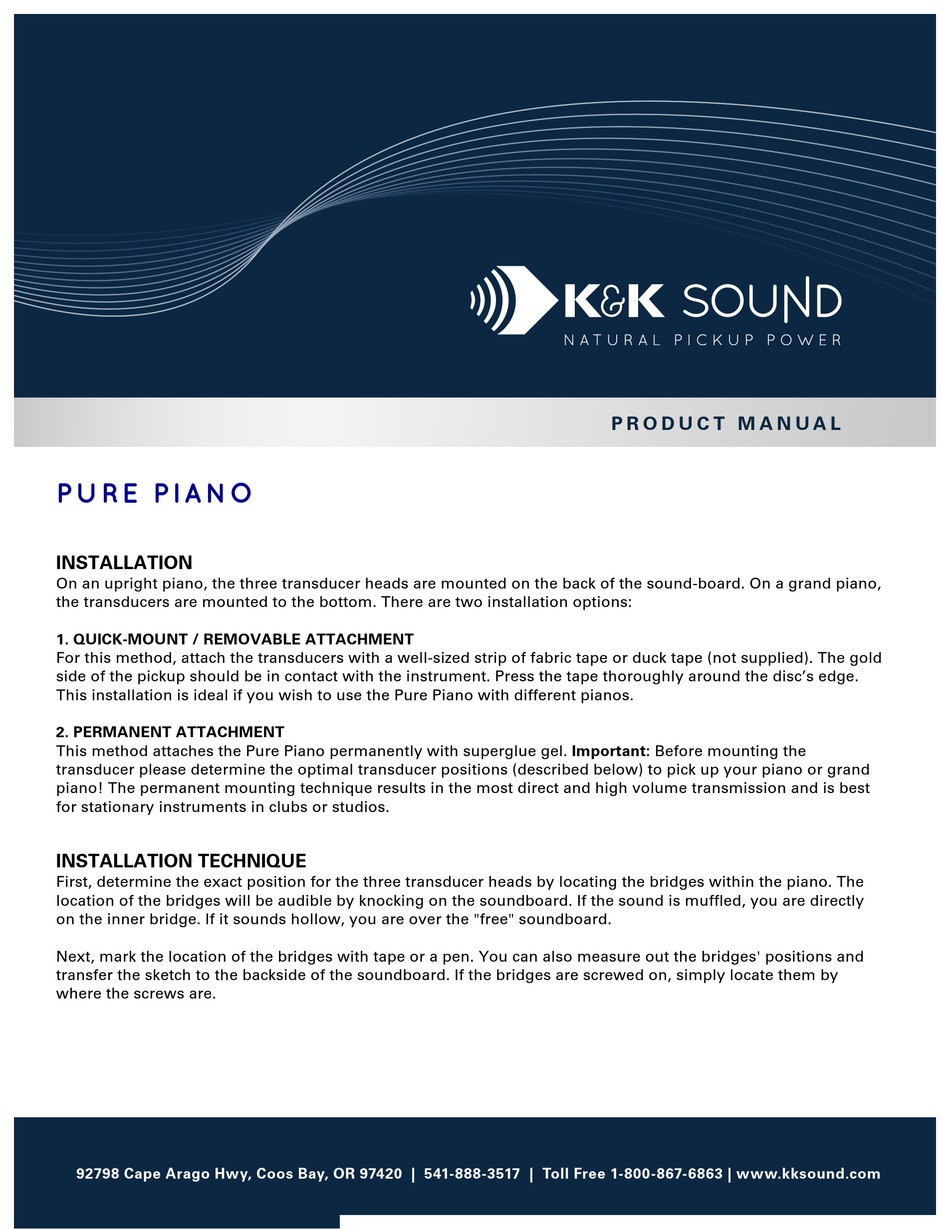 User manual K&K Sound Golden Bullet URB (English - 2 pages)