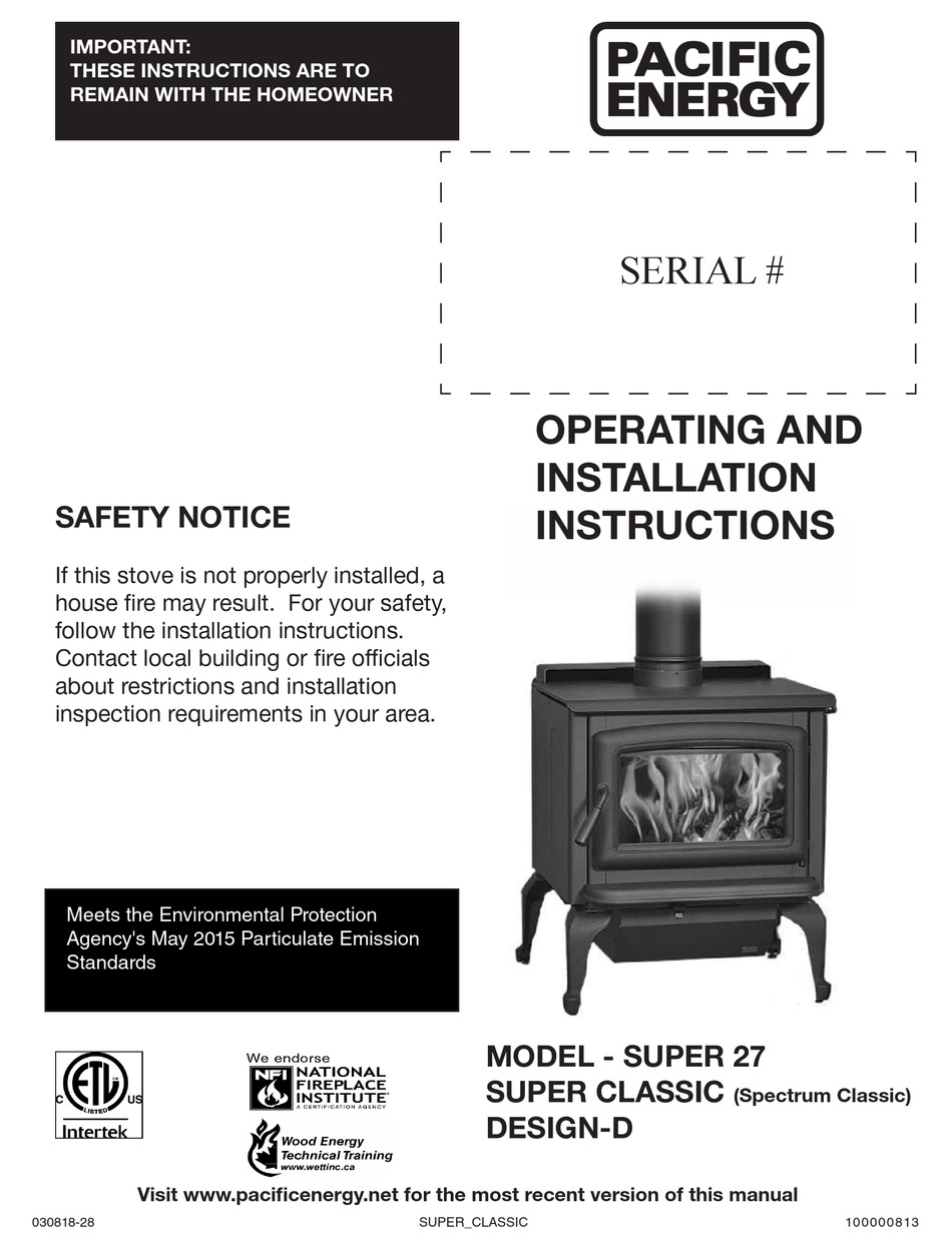 PACIFIC ENERGY SUPER 27 STOVE OPERATING AND INSTALLATION INSTRUCTIONS ManualsLib PACIFIC ENERGY SUPER 27 STOVE OPERATING AND INSTALLATION INSTRUCTIONS ManualsLib