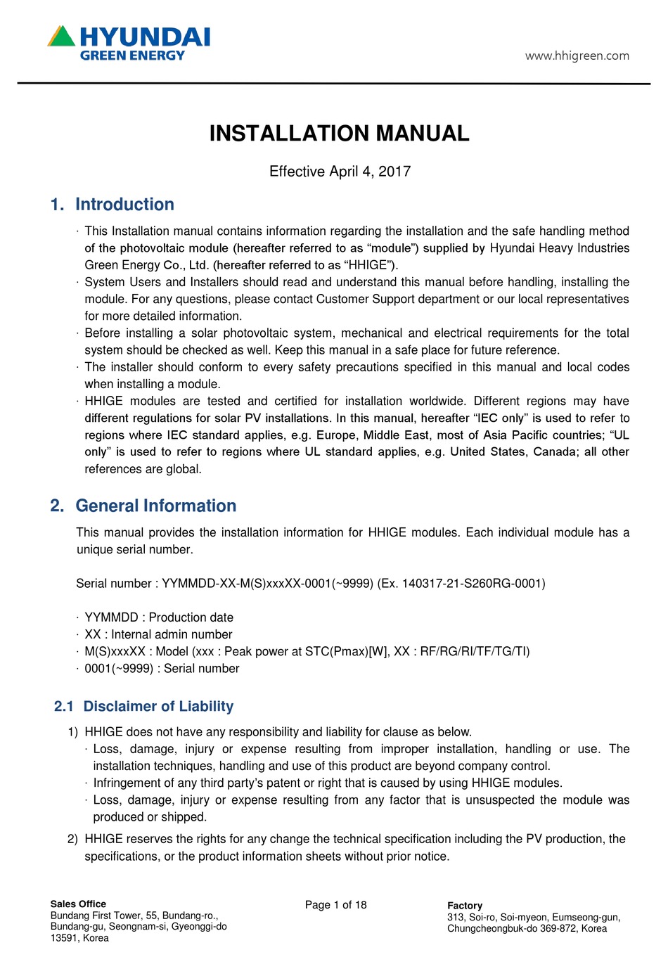 Hyundai His M Rf Solar Panel Installation Manual Manualslib