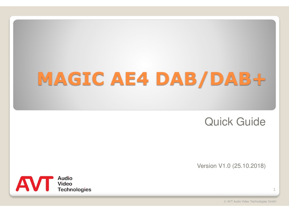 MAGIC AE1 DAB+ Go Audio Encoder  AVT Audio Video Technologies GmbH