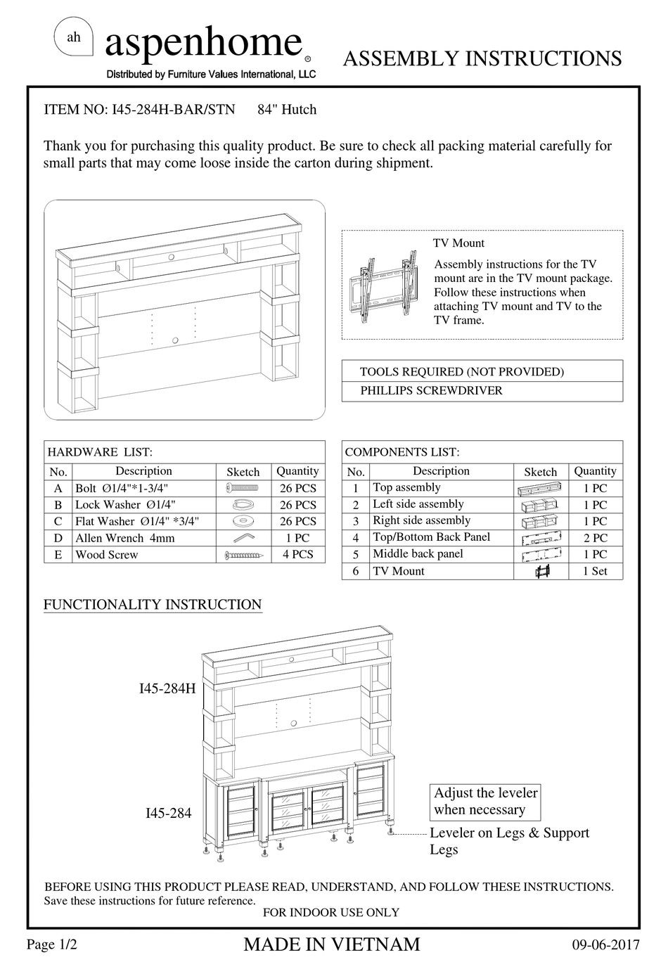 ASPENHOME I45284HBAR INDOOR FURNISHING ASSEMBLY INSTRUCTIONS ManualsLib