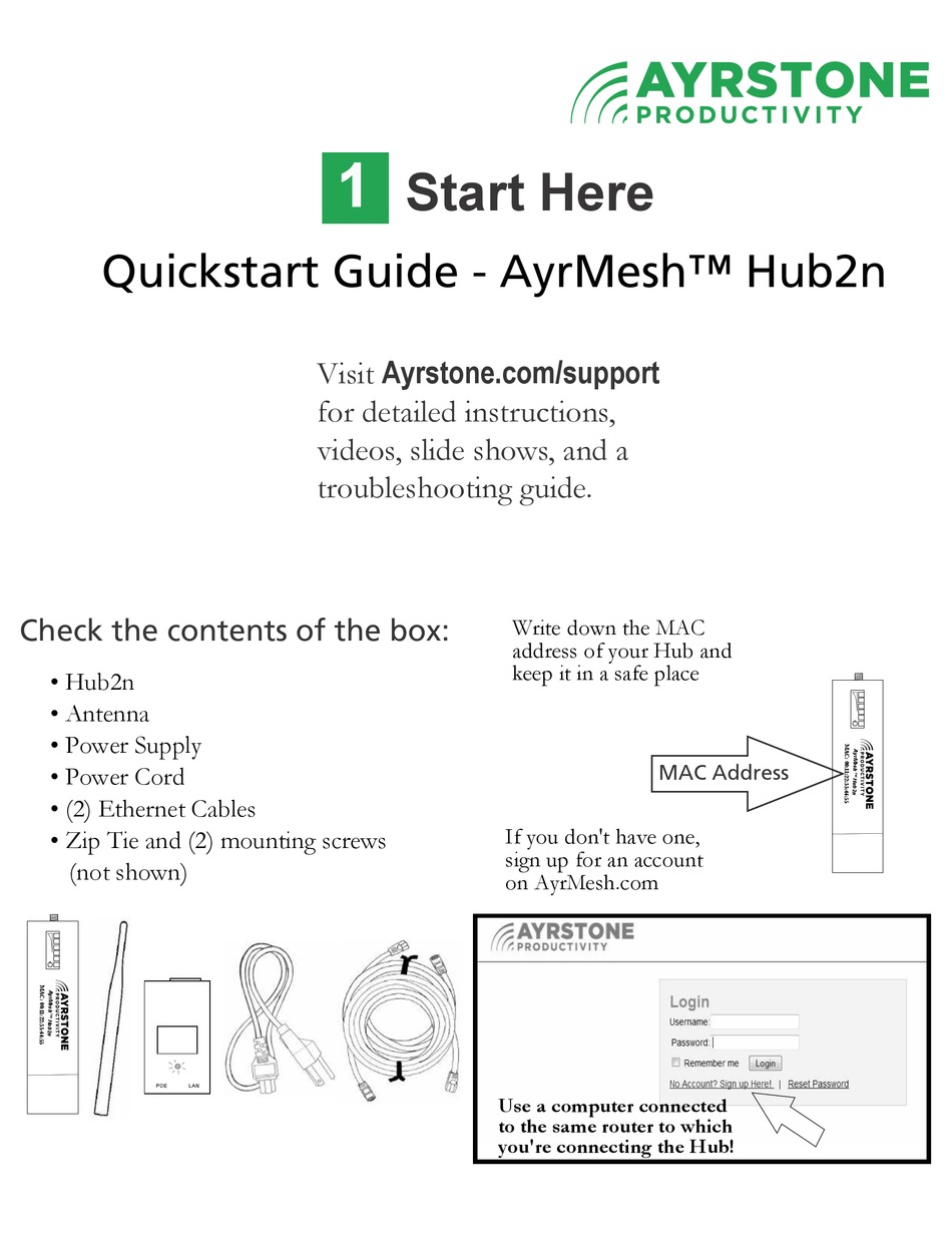 AYRSTONE AYRMESH HUB2N SWITCH QUICK START MANUAL ManualsLib