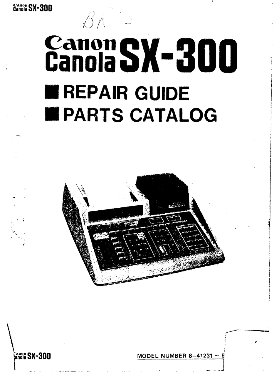 Canon Canola Sx 300 Repair Manual Pdf Download Manualslib