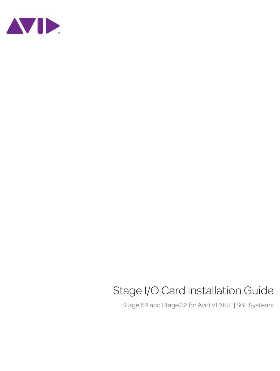 AVID TECHNOLOGY STAGE 64 I/O SYSTEM INSTALLATION MANUAL ManualsLib