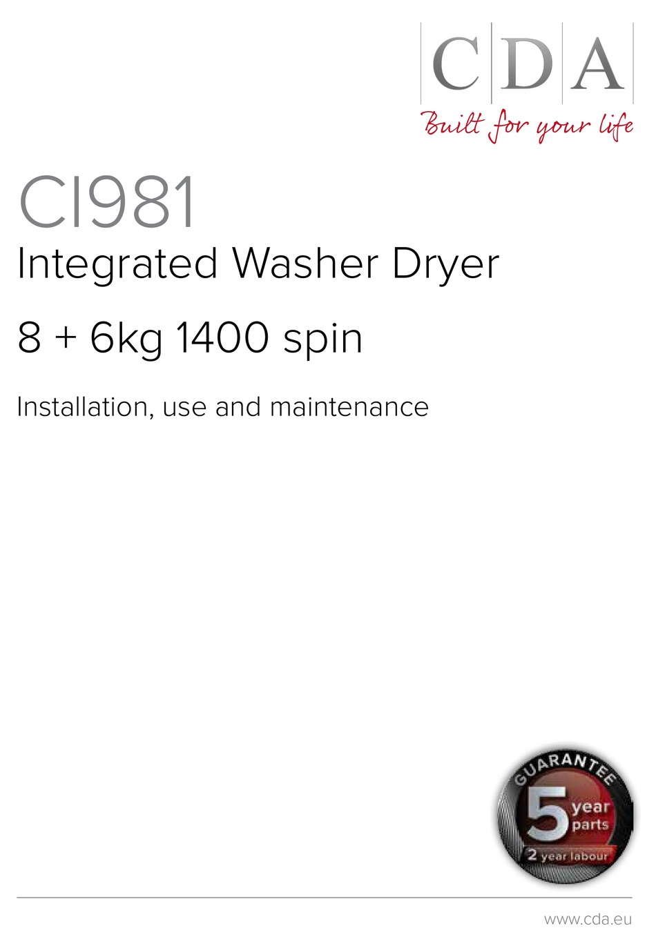 CDA CI981 INSTALLATION, USE AND MAINTENANCE MANUAL Pdf Download