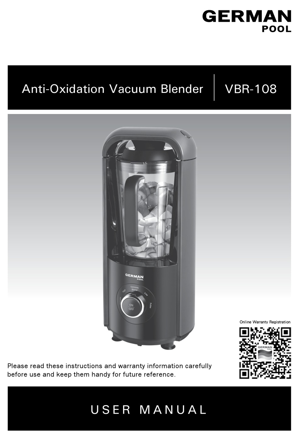 GERMAN POOL VBR108 BLENDER USER MANUAL ManualsLib