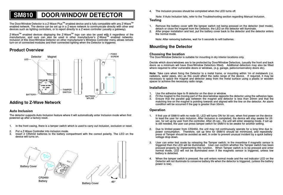 EVERSPRING SM810 USER MANUAL Pdf Download ManualsLib