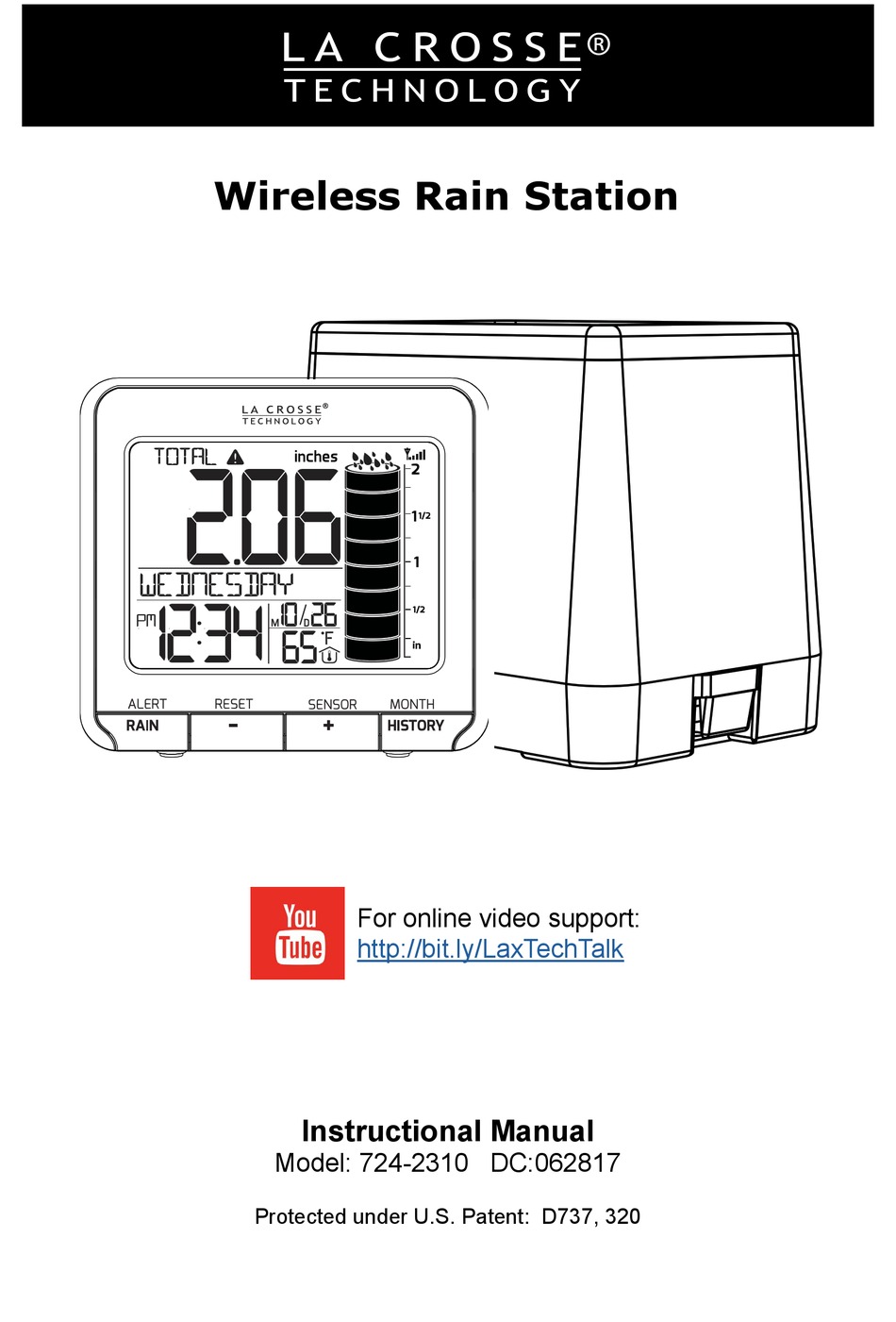 La Crosse Technology 724-1415BL Wireless Rain Station with Temperature and Humidity