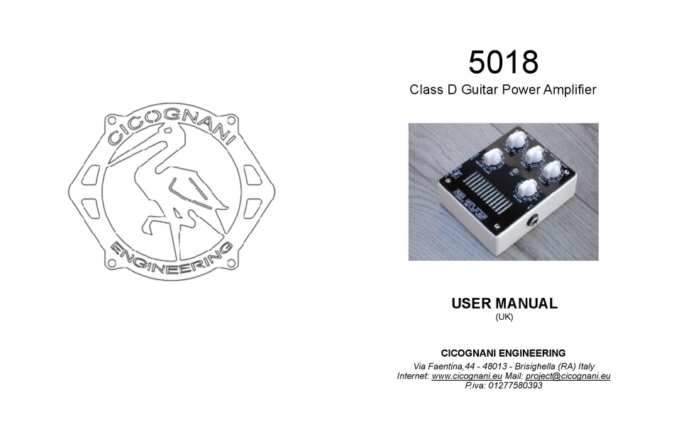 CICOGNANI ENGINEERING 5018 AMPLIFIER USER MANUAL | ManualsLib