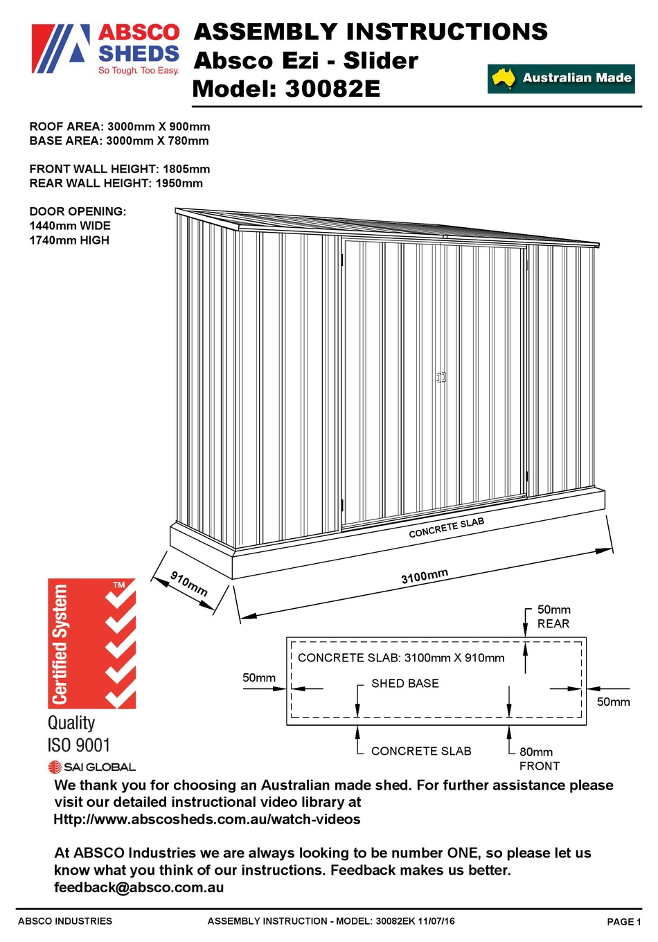 Absco Sheds 30082e Assembly Instructions Manual Pdf Download Manualslib