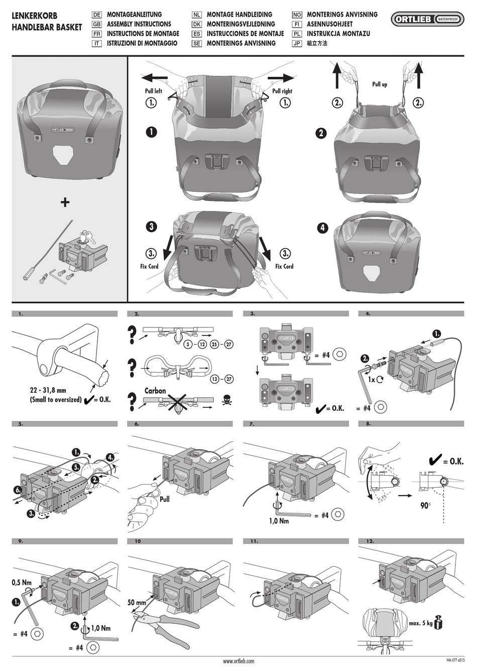 ORTLIEB HANDLEBAR BASKET ASSEMBLY INSTRUCTIONS Pdf Download ManualsLib